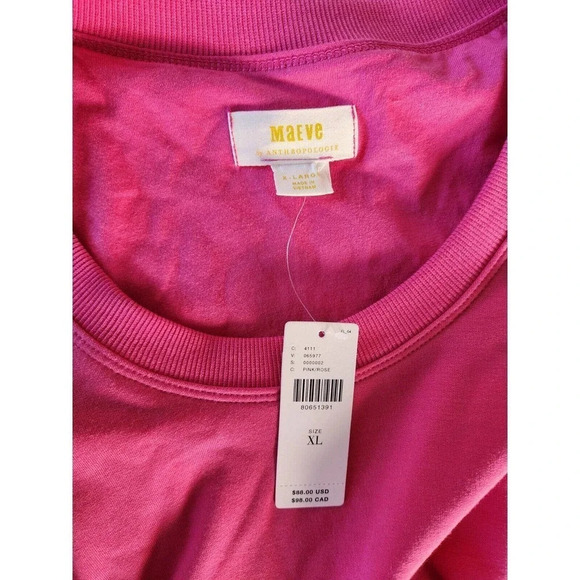 NWT ANTHROPOLOGIE Maeve Twist-Front Sweatshirt Size XL Pink - Picture 9 of 12